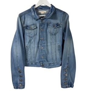Vintage Polo Jeans Co Ralph Lauren XL Denim Jacket Women Y2K Cropped Button Cuff